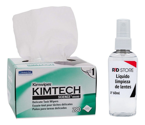 Líquido Limpieza Lentes Y Kimwipes Kimtech Toalla Desechable