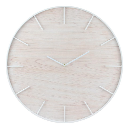 Stonebriar Modern 24  Metal Blanco Y Madera Rubia Reloj De P