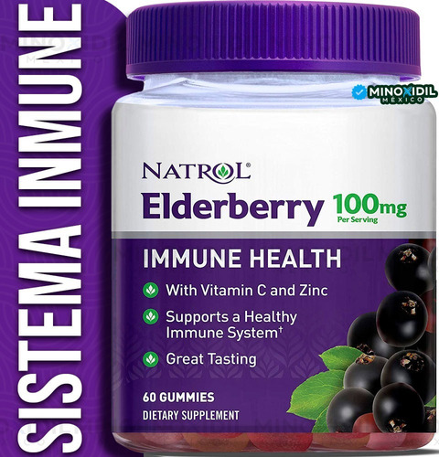 Elderberry 100 Mg | Fortalece Sistema Inmune | 60 Gomitas Sabor Baya