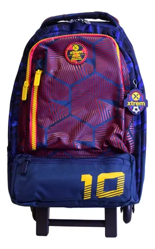 Mochila Futbol Barcelona Fc Niño Original Con Ruedas Azul Y Rojo