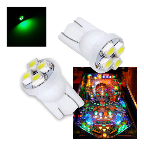 Pa 10pcs No. 555 T10 4smd Led Pinball Bombilla De La Maquina