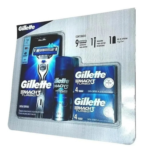 Gillette Mach3 Turbo + Gel Gillette + 9 Cartuchos Rastrillos
