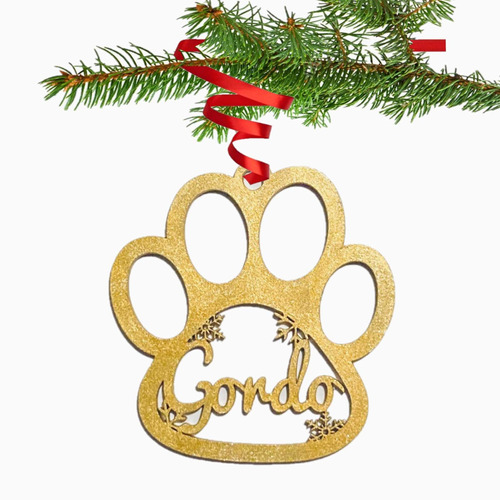 3 Esfera Navideña Personalizada Huella Perro Navidad Pintada