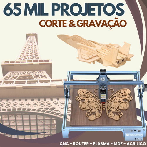 Kit 65 Mil Projetos Cnc Laser Route Plasma Mdf Acrilico