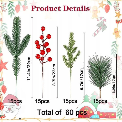 Adornos Navideños Con Ramas Artificiales Artificiales, 60 Un