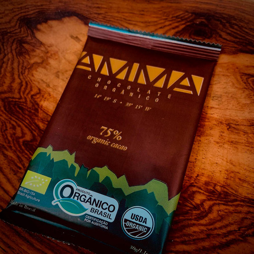 Kit 10 Unidades De Chocolate Orgânico 75% Cacau Amma - 30g