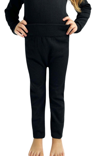 Conjunto Termico Infantil Morley Frisado Polera Y Pantalon Negro 12 Años