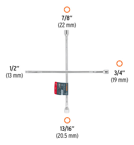 Llave Cruz Universal 20´ Auto Mecanico Cambiar Llanta 18024