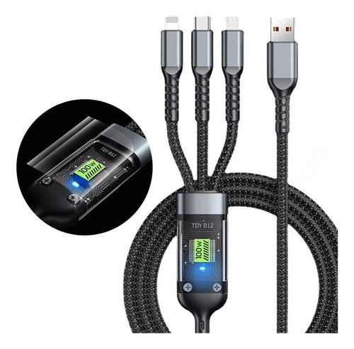 Cable Usb Datos Carga Rápida 3en1 Para iPhone Tipo C Micro