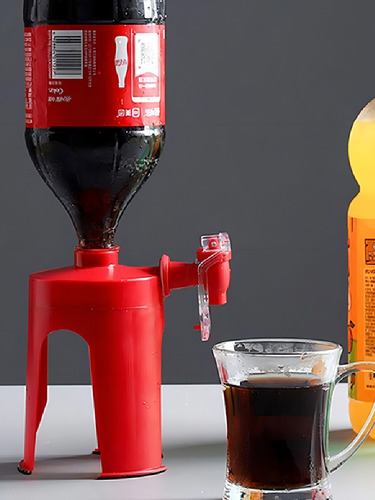 Soporte Para Dispensador De Botellas Refresco Rojo Con Grifo