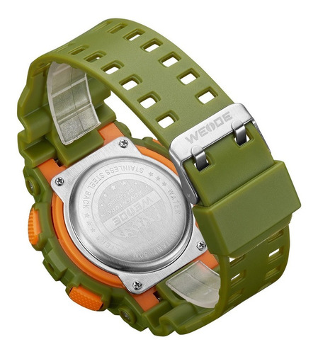 Relógio Masculino Weide Anadigi Wa3j8004 - Verde E Laranja