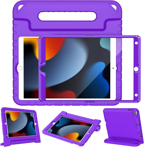 Funda iPad 10.2 Ltrop Antichoque Con Manija Mano Púrpura