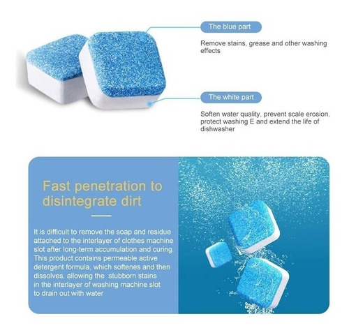 Imagen 10 de 10 de Pastillas Efervescentes Para Limpieza De Máquina Lavadora X2