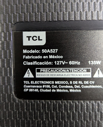Fuente Tv Tcl 50a527 40-l171w4-pwa1cg 08-l171w94-pw210aa (Usado)