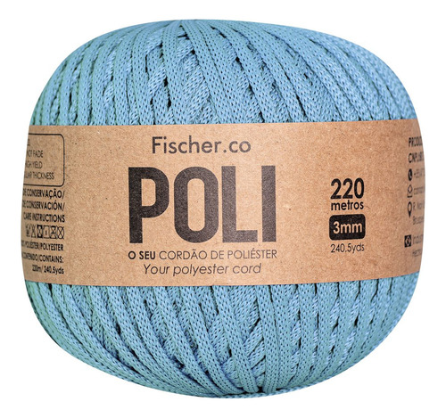 Fio Poli Náutico 3mm 220 Mts 100% Poliéster Super Macio Cor Baby Blue