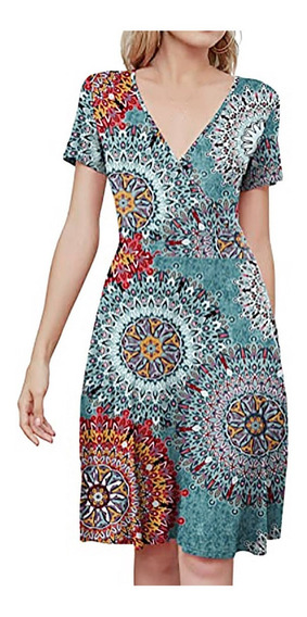 Vestido Para Mujer Vestido Liso Casul Con Cuello En V Hasta Vestido Para Mujer Vestido Liso Casul Con Cuello En V Hasta