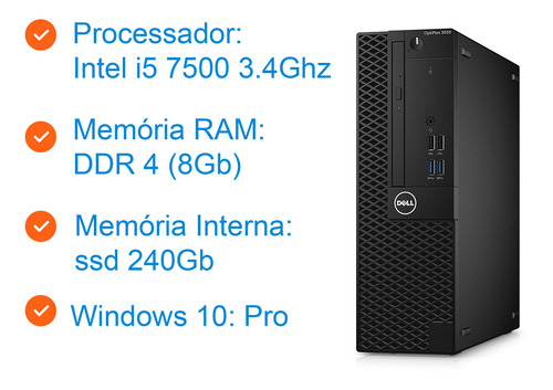 Imagem 2 de 3 de Desktop Dell Optiplex Core I5 7ºgeração 8gb Ssd 2400gb Win10