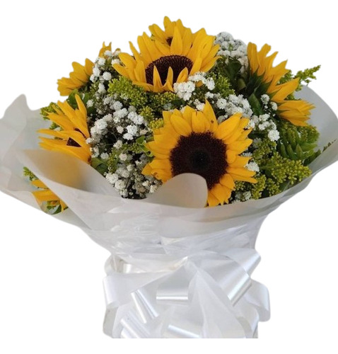 Promo - Ramo Con 5 Girasoles Naturales 