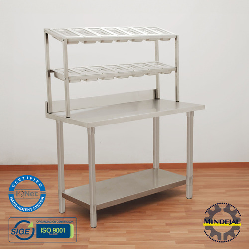 Mesa Con 14 Insertos 1/4 Incluye Tapas Transparente Mindejal Color Gris