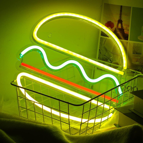 Hamburguesa Letrero De Neón Luz De Neón Led Alimentado Por