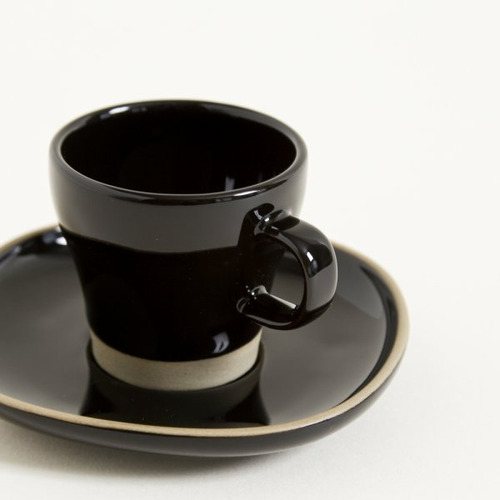 Juego De 6 Tazas De Cafe Con Plato Negro - Linea Mali