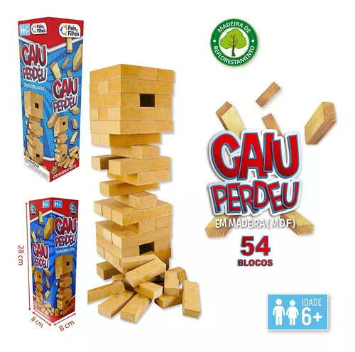 Jogo Clássico Jenga Caiu Perdeu 54 Peças Madeira Terremoto - ShopJJ -  Brinquedos, Bebe Reborn e Utilidades