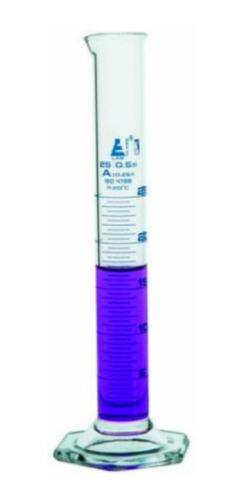 Probeta 25ml Vidrio Base Hexagonal Graduacion Azul Clase A