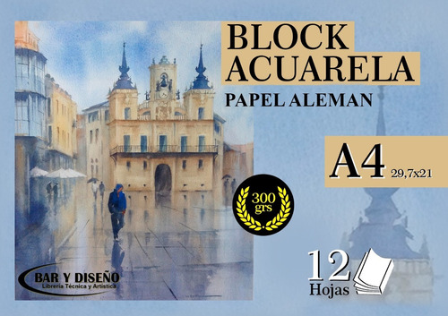 Block Acuarela A4 (21x29.7)cm 12 Hojas 300g Schoellershammer