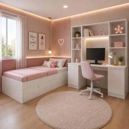 Quarto Juvenil Cama/escrivaninha Smart Multimóveis Mcr45369 Branco