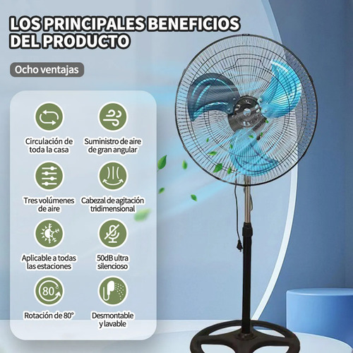 Ventilador Pedestal 18 Pulgada Metálico Con 3 Aspa De Pie