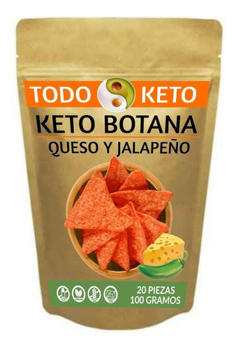 Totopos Keto Botana De Almendra Queso Y Jalapeño 100 Gramos