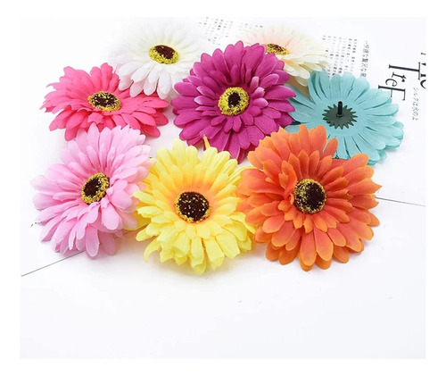20 Cabeças De Gerbera Com Flores Falsas Para Artesanato E