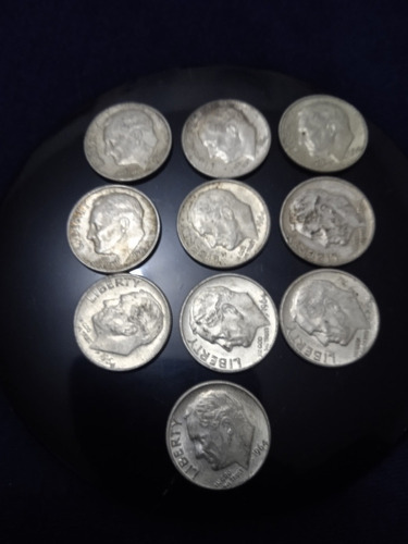 Monedas Antiguas One Dime Roosevelt,1964, Plata