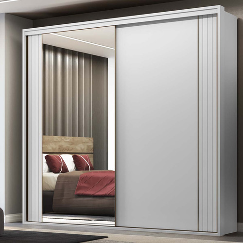 Guarda Roupa 2 Portas Com Espelho Imperium Belmax Branco