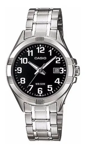 Reloj Casio Mujer Ltp-1308d-1b Fondo Negro Y Numeros