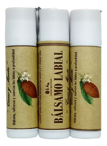 Bálsamo Labial Natural De Cacao Y Menta (3 Piezas De 5g)