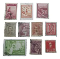Comprar Timbres Postales Antiguos De Argentina 10 Piezas Con Sello 