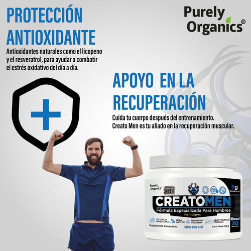 Creatomen Creatina Con Shilajit +promens+ Antiox 30 Serv Sabor Mora Azul