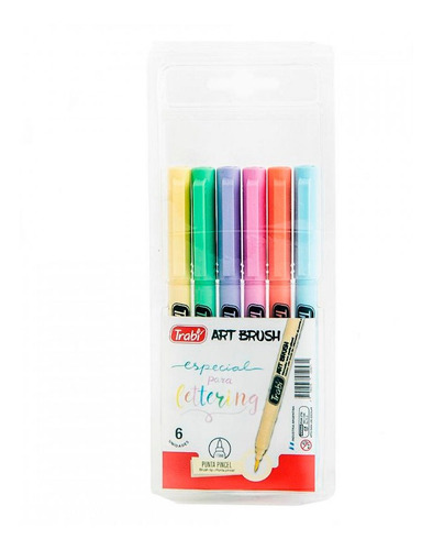 Marcador Trabi Art Brush Pastel Ideal Lettering X 6 Colores