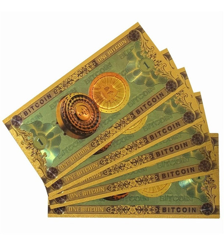 Imagen 2 de 8 de Billete Bitcoin Coleccionable Oro Minería