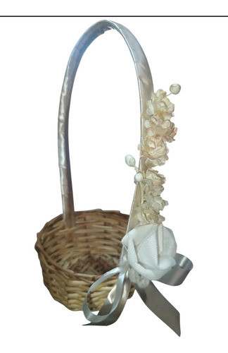 Decoración Auto Boda Canastita Anillos 12cm Moños 40cm+25cm
