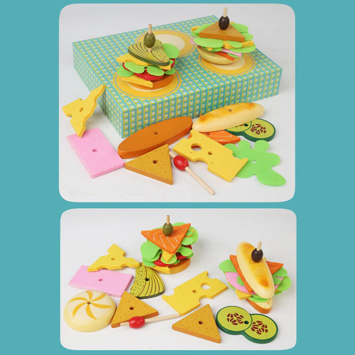 Juguete Apilable De Hamburguesas, Juguete De Cocina, Juguete
