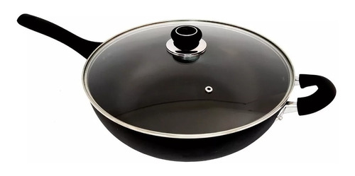 Wok Hudson De Teflón 32 Cm De Diámetro Con Tapa De Vidrio