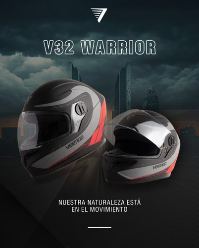 Casco Moto Vertigo V32 Warrior Brillo Visorcristal. Tiendaof