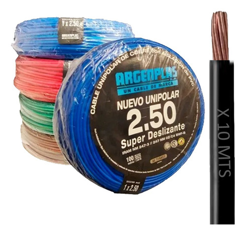 Cable Unipolar 2.5mm Normailizado Argenplas X 10mts