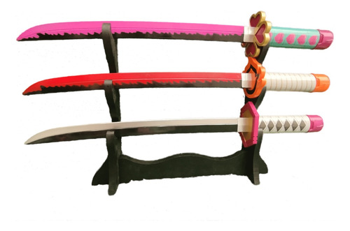Set De 3 Mini Katanas Demon Slayer Pilares Con Soporte