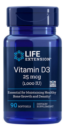 Vitamina D3 1.000 Ui | 90 Softgels - Lifeextension Sabor Sem Sabor