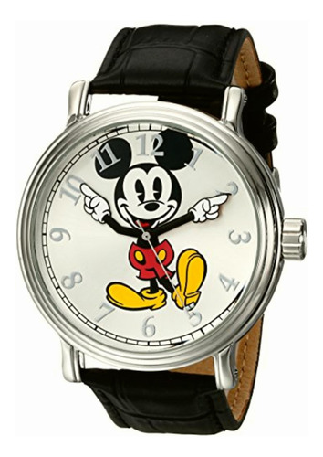 Disney Mickey Mouse Reloj Para Hombre Con Correa Negra,