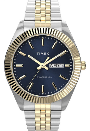 Reloj Timex Waterbury Legacy Day-date 41 Mm Bitono/azul Mode