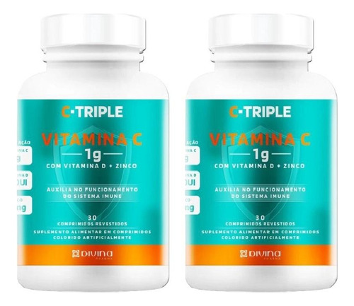 Kit C-triple Vitamina C Com 2 Potes De 30 Comprimidos Cada